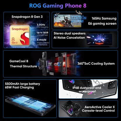 ASUS ROG Phone 8 Pro 5G Smartphone | Snapdragon 8 Gen 3, 6.78" 165Hz AMOLED Display, 50MP Camera, 5500mAh, 65W Fast Charging | tonyfinger store