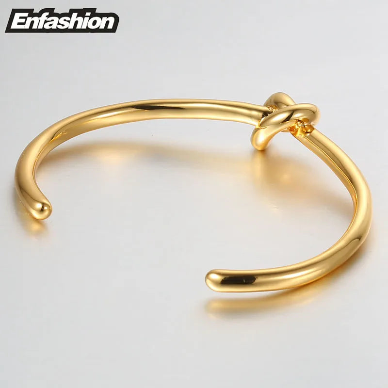 ENFASHION Wholesale Knot Cuff Bracelets Gold Color Manchette Bangle Bracelet For Women Armband Fashion Jewelry Pulseiras B4286