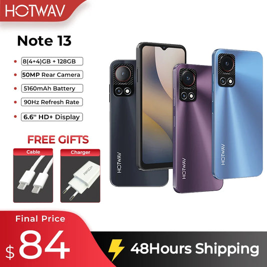 2024 HOTWAV Note 13 Smartphone - 6.6'' HD+ Display, 50MP Camera, 5160mAh Battery, 8GB+128GB, Android 13 - tonyfinger store