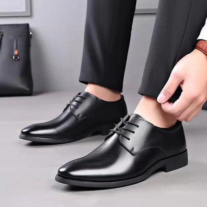 Men's Breathable Leather Shoes Black Soft Leather Soft Bottom Spring And Autumn Best Man Men's Business Formal Wear Casual Shoe