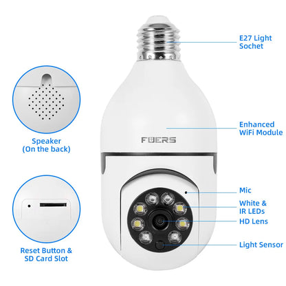 Bulb E27 Surveillance Camera Full Color Night Vision Automatic Human Tracking Zoom Indoor Security Monitor Wifi Miini IP Camera