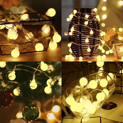 10M Globe Fairy Lights, USB/Battery Operated for Garden, Christmas, Bedroom, Wedding, Camping Decor