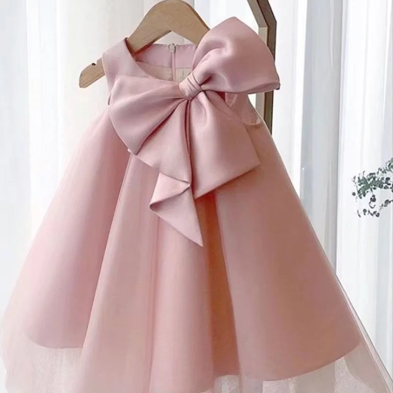 2024 Big Bow Baby Girl Birthday Dress - Korean Style