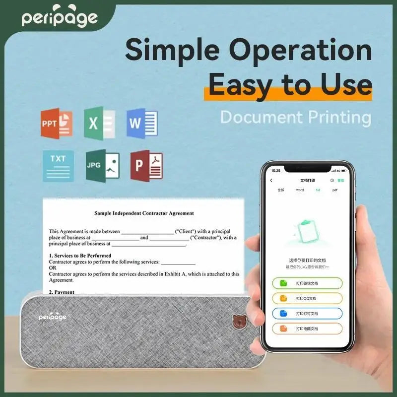 Peripage Portable A4 printer Tattoo printer Mini ink-free thermal paper wireless Bluetooth mobile phone 203/304Dpi