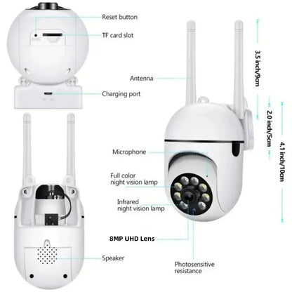 8MP PTZ Wireless Outdoor Security Camera with AI Tracking, 4X Zoom, Two-Way Audio, and Color Night Vision