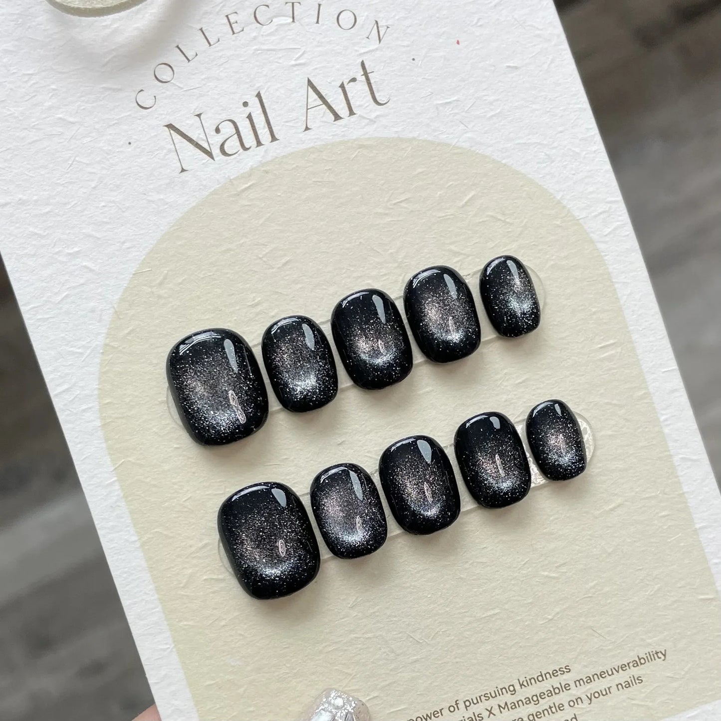 10PCS Handmade Crystal Cat Eye Butterfly Press-On Acrylic Nails | Short Ballet Press-On Tips with Glue | tonyfinger store