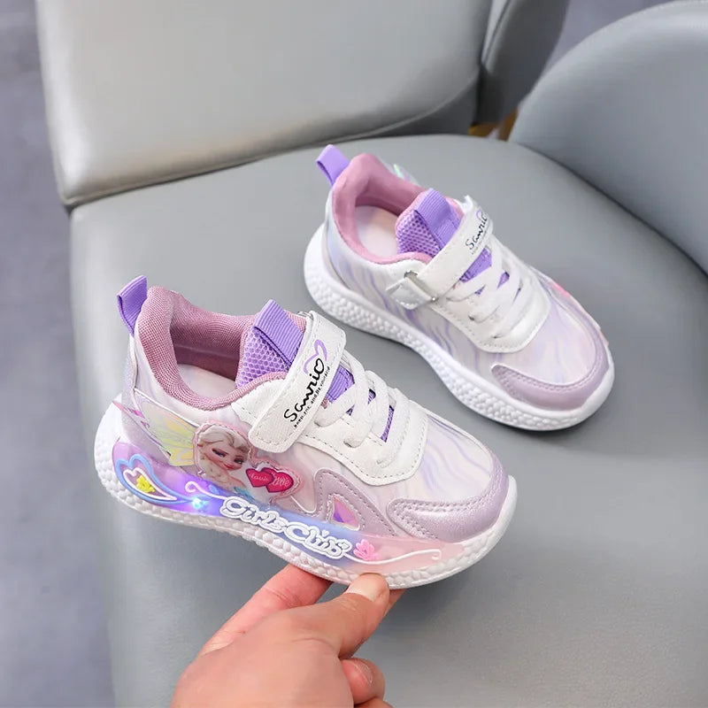 Frozen Princess New Children Shoes LED Colorful Lighted Kids Sneakers Classic Glowing Infant Girls Tennis