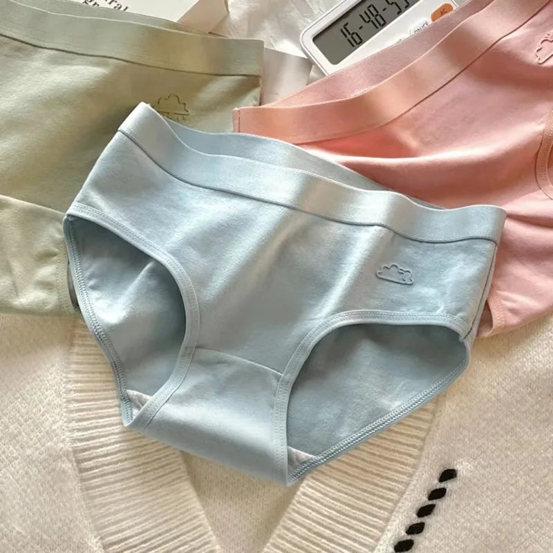 5PCS Young Girls Cotton Antibacterial Panties for Kids Thin Breathable Briefs 8+y Children Underwears Teens Cute Soft Knickers