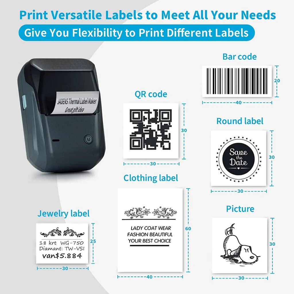 NIIMBOT B1 Label Maker Portable Handheld Thermal Printer Mini Barcode QR Code Sticker 20-50mm Paper Rolls Maker Cable Tag