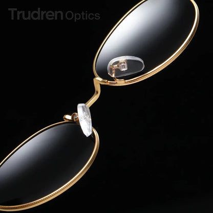 Trudren Unisex Designer Small Oval Sunglasses for Men Classic Retro Polarized Sun Glasses Womens Coin Edge Metal Sunglass RB3547