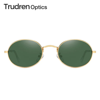 Trudren Unisex Designer Small Oval Sunglasses for Men Classic Retro Polarized Sun Glasses Womens Coin Edge Metal Sunglass RB3547