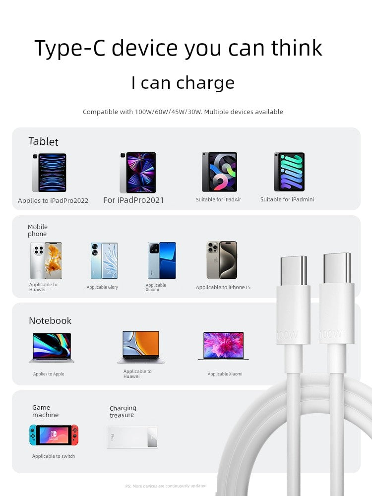 Dual-Headed PD Fast Charging Laptop Cable