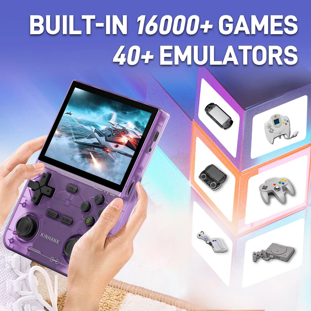 KINHANK Open Source K36 Retro Handheld Video Game Console 16000 Games Emulator for PS1/PSP/DC/N64/SS 500nit 3.5 Inch IPS Screen