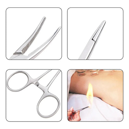 Stainless Steel Hemostatic Forceps - Curved/Straight Tip - Surgical/Fishing Tool