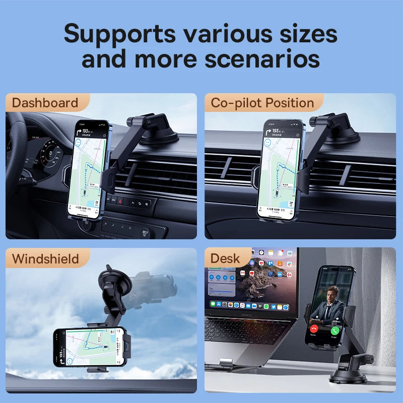 Baseus Car Phone Holder for Dashboard & Windshield - Universal Clamp for iPhone, Xiaomi, Samsung