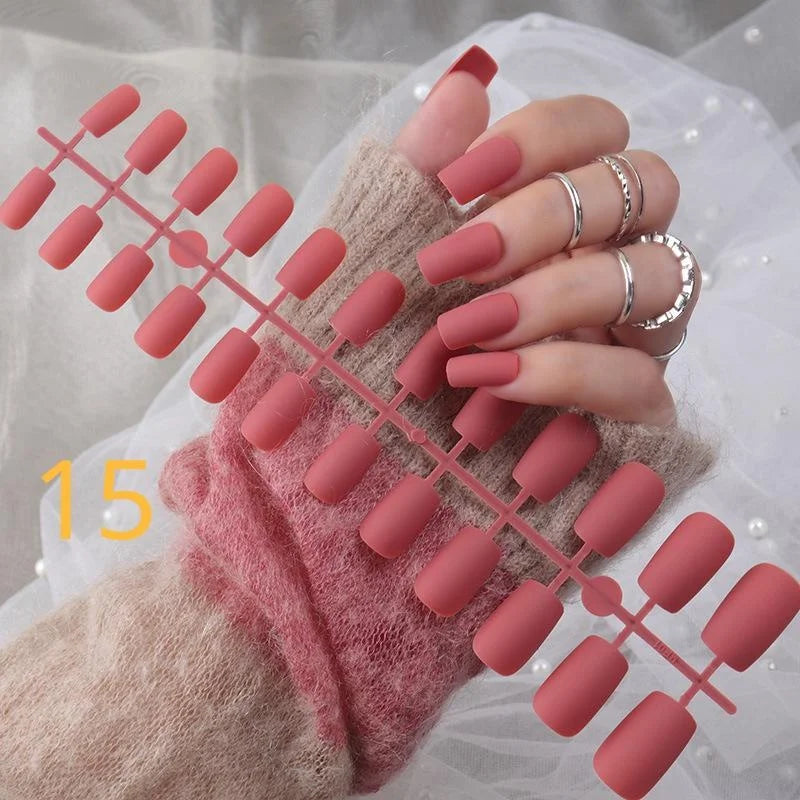 1PCS Matte False Nails | Square Head Press-On Nails | Frosted Full Cover Detachable Artificial Fingernails | Ballerina Style | No Glue | tonyfinger store