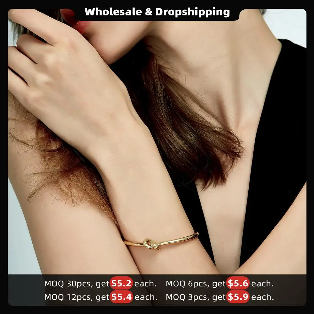 ENFASHION Wholesale Knot Cuff Bracelets Gold Color Manchette Bangle Bracelet For Women Armband Fashion Jewelry Pulseiras B4286