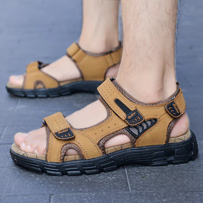 Men’s Genuine Leather Suede Sandals | Beach & Casual Summer Shoes