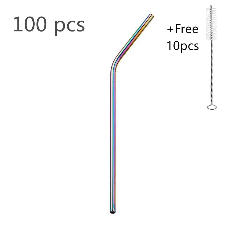 100pcs Reusable 304 Stainless Steel Straws | Colorful Eco-Friendly Metal Drinking Straws for Bar & Party | tonyfinger store