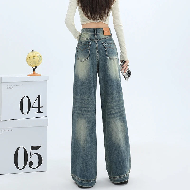 Y2K Retro Jeans for Women 2023 Wide Leg Trouser Streetwear Chic Vntage Denim Pants