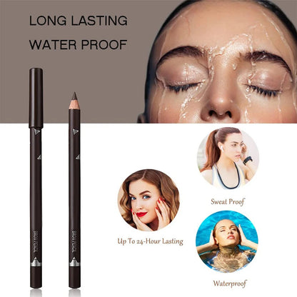 Waterproof Eyebrow Pencil Set - 6/12 Pcs, Natural Black/Brown, Easy Color