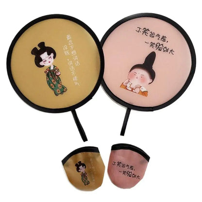 Mini Cartoon Pocket Fan | Collapsible Round Flying Disk for Kids