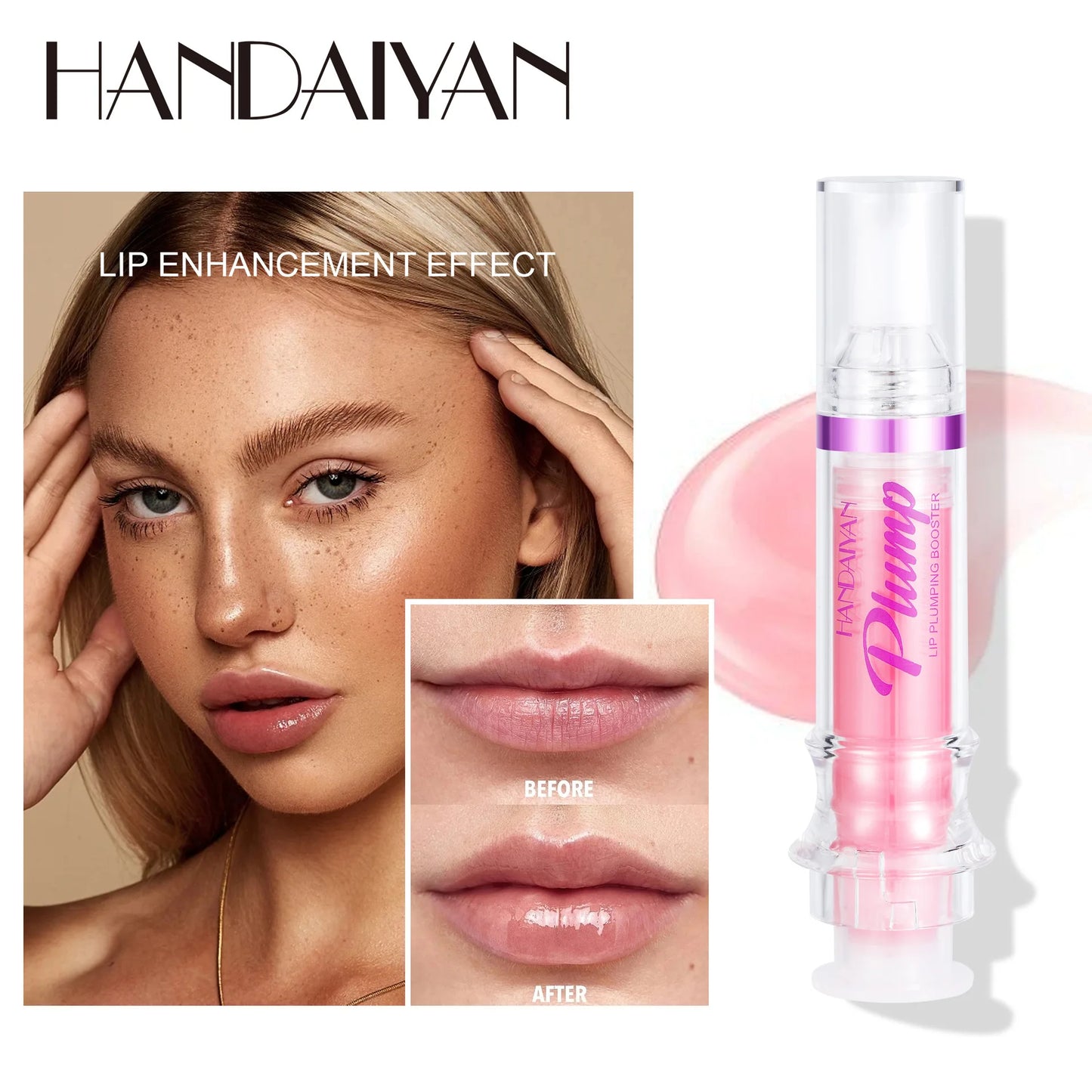 Handaiyan Lip Plumping Glitter Lipstick - Waterproof & Moisturizing