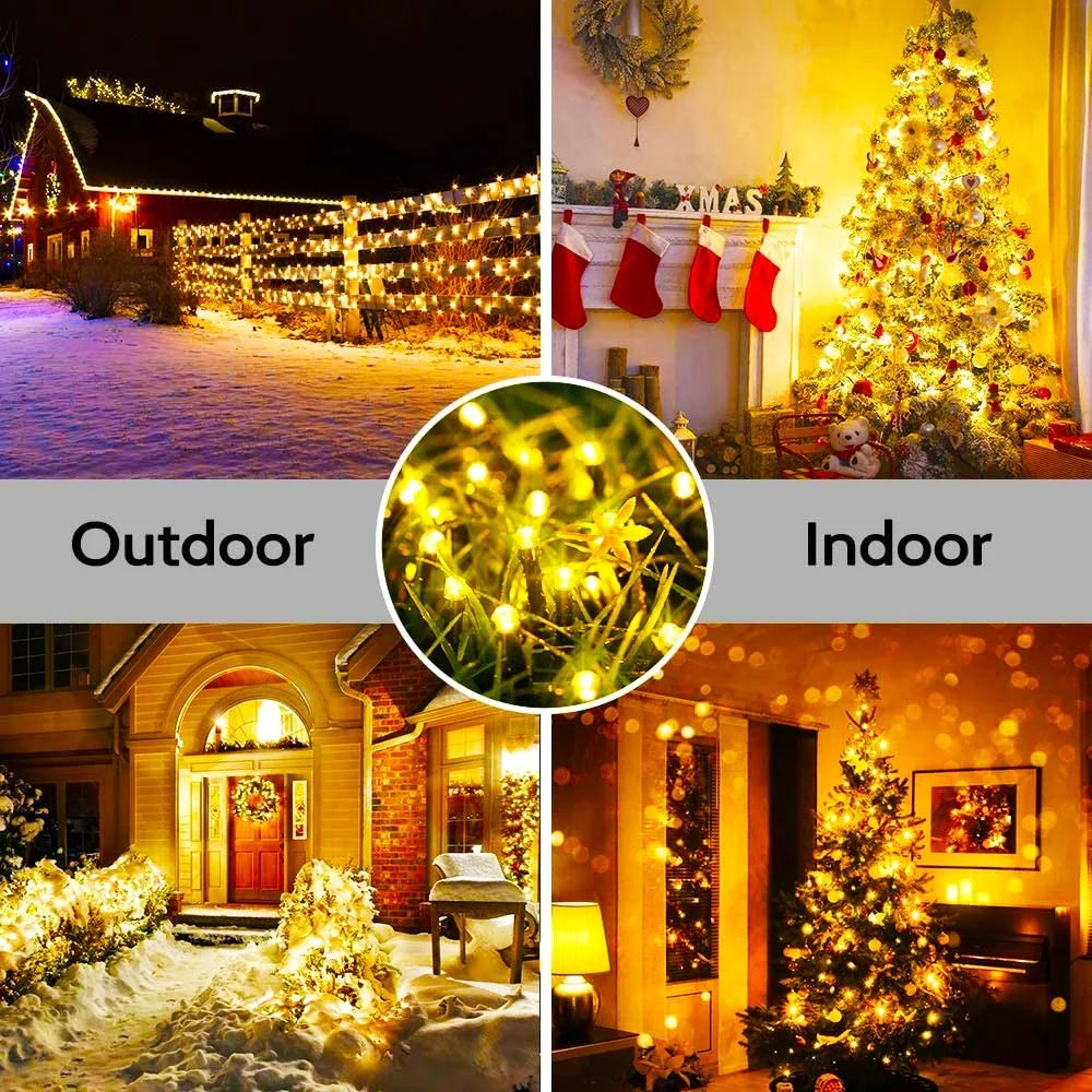 Solar Powered LED String Lights Outdoor Waterproof Fairy Lights String Solar Garland for Patio Wedding Christmas Garden Light