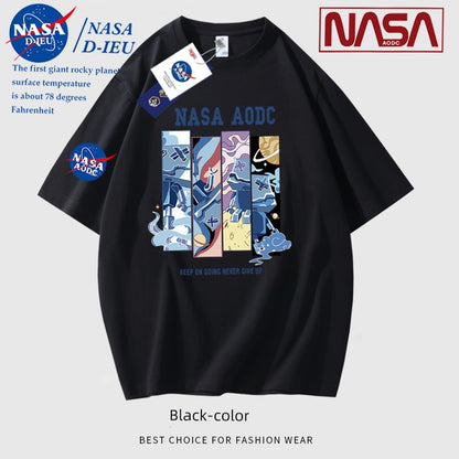 NASA American Pure Cotton Men and Women Half Sleeve Base T-Shirt