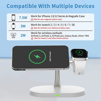 100W MagSafe 3-in-1 Wireless Charging Station | Fast Charger for iPhone 15, 14, 13, 12 Pro Max, Apple Watch & AirPods | tonyfinger store