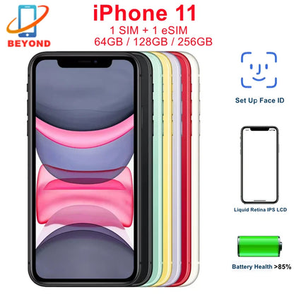 Apple iPhone 11 64/128/256GB 6.1" Original Liquid Retina IPS LCD FACE ID A13 Genuine Unlocked 4G LTE 95% New Mobile Phone