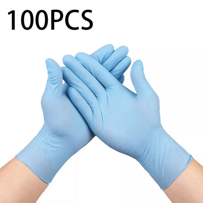 100-Pack Blue Nitrile Gloves - Latex-Free, Waterproof, Disposable for Kitchen, Gardening, Pet Care, Car Repair