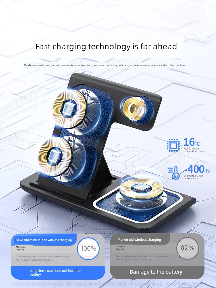 Three-in-One Base Bluetooth Headset Wireless Charger