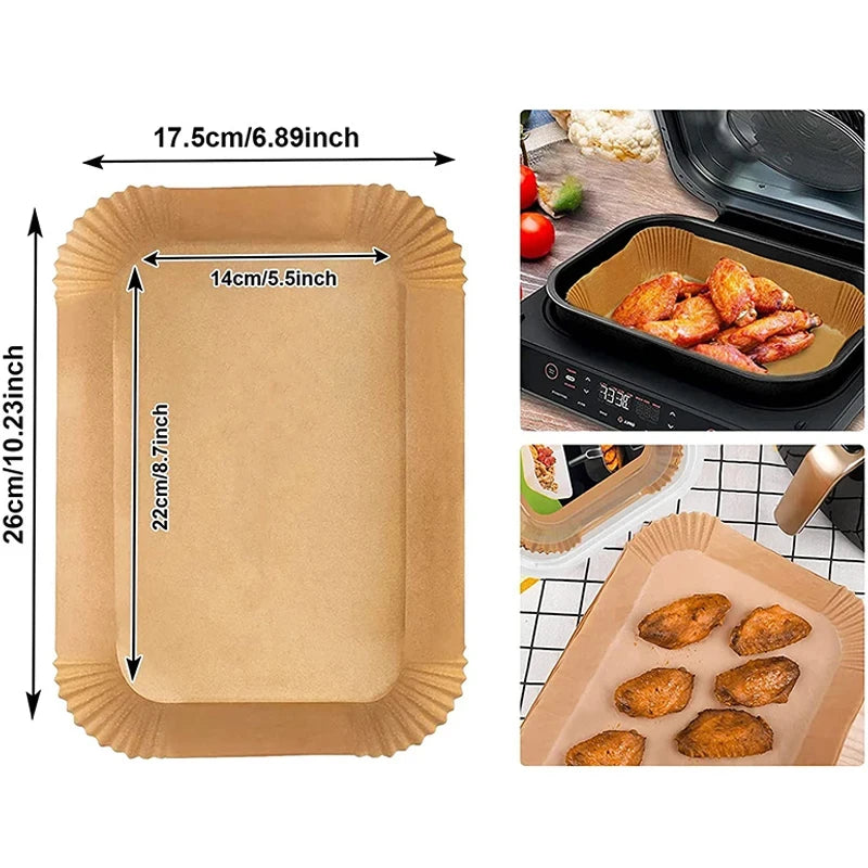 Rectangle Disposable Air Fryer Baking Paper Liner | Non-Stick, Waterproof & Eco-Friendly | Perfect for Ninja Foodi | 50/100 Packs | tonyfinger store