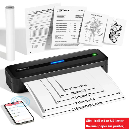 New A4 Portable Printer Wireless M832 for Travel Work Home Inkless Thermal 300DPI US-letter Mobile Printer Support Android iOS