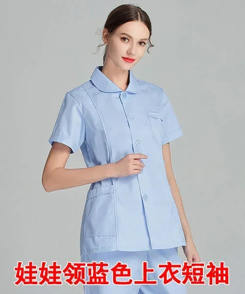 2024 Blue Long Sleeve Scrubs Top | Nurse Uniforms & Lab Coat for Women | Medical & Beauty Salon Workwear | tonyfinger store