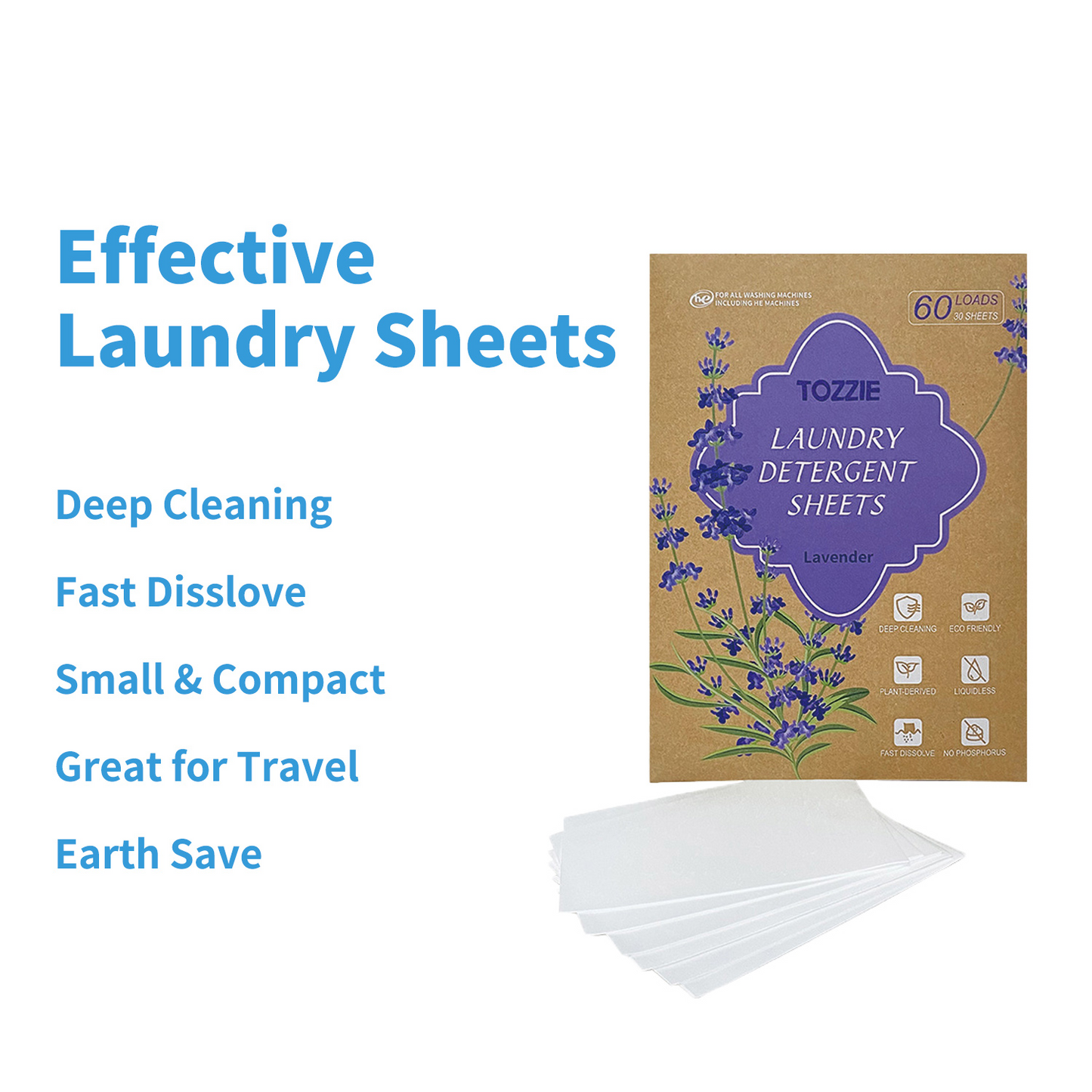 Tozzie Laundry Detergent Sheets- 30 sheets per pack ( 12 packs per carton )