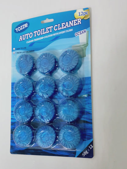 Tozzie Auto Toilet Cleaner: Hands-Free, Continuous Cleaning Solution for a Spotless Bowl - Long-Lasting, Effortless Cleaning System - Keep Your Toilet Fresh and Clean with Every Flush-pack of 12 tablets per card